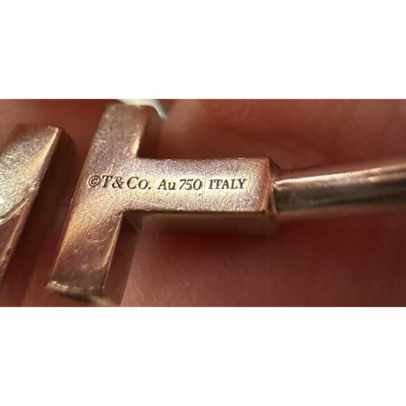 Tiffany & Co. 18K Gold Diamond T Bangle Bracelet Made In Italy - Picture 5 of 6